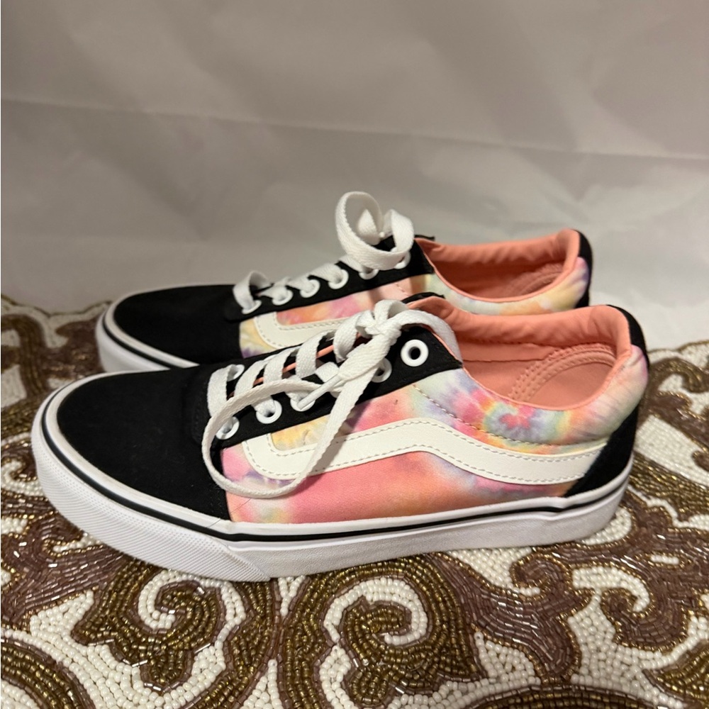 Vans Ward Women's Black and Multicolor Tie-Dye Sneakers, old skool, lace up